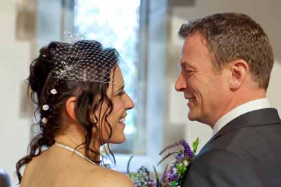 Bride and groom happily married