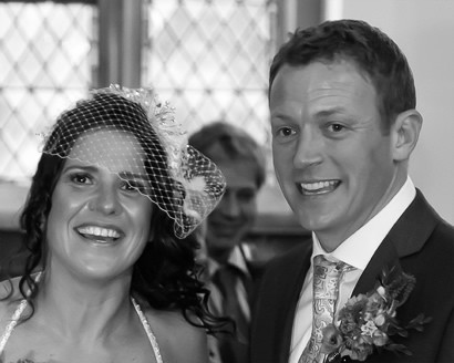 Bride and groom leaving church