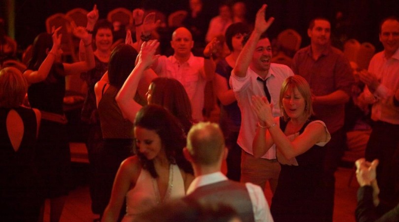 Hipster band wedding crowd