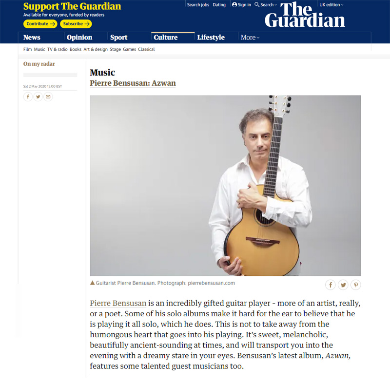 Pierre Bensusan 'Azwan' Guardian Review