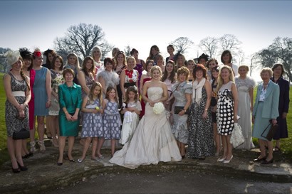 Bride and female wedding party