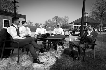 Groom and groomsmen waiting